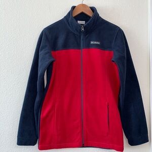 Columbia Thermal Fleece Jacket Blue/Red Full Zip Youth xl 18-20
